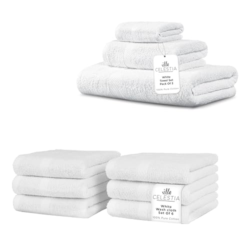 Premium 100% Cotton Towel Set - Ultra-Absorbent, Soft, Quick-Dry, OEKO-TEX Certified - 9-Piece