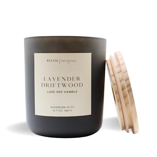 Lavender Driftwood Candle - Strong Scent, Natural Soy, Phthalate-Free, 65 Hour Burn - Large