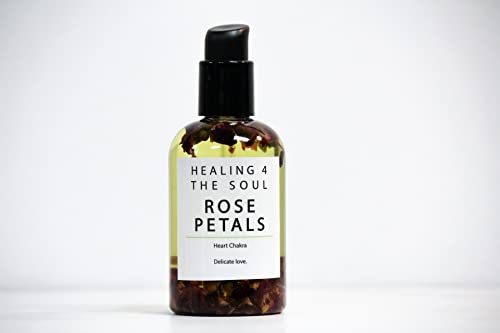 HEALING 4 THE SOUL Rose Petal Body Oil - Nourishing Blend with Dried Roses & Herbs - 4oz