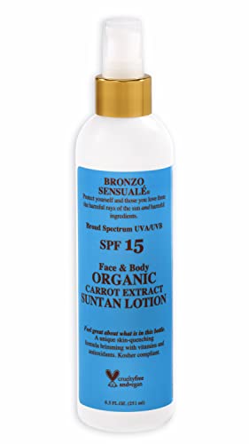 Bronzo Sensuale Tanning Lotion - Anti-Aging Organic Carrot, Deep Golden Glow - 8.5oz