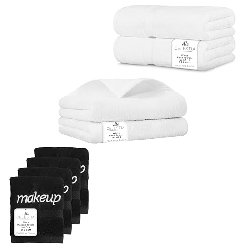 Premium 100% Cotton Towel Set - Soft, Absorbent, Durable, OEKO-TEX Certified - Pack of 8