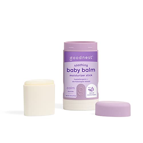 Goodnest Baby Balm Stick - 6 Natural Moisturizers, Lavender, Hypoallergenic, Refillable Case - 0.6oz