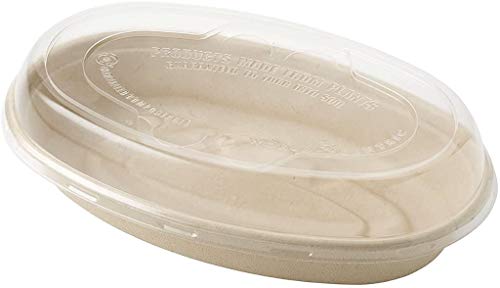 Compostable Bowl 32oz - Biodegradable Fiber for Hot Foods, Oval Shape, 50 Pack