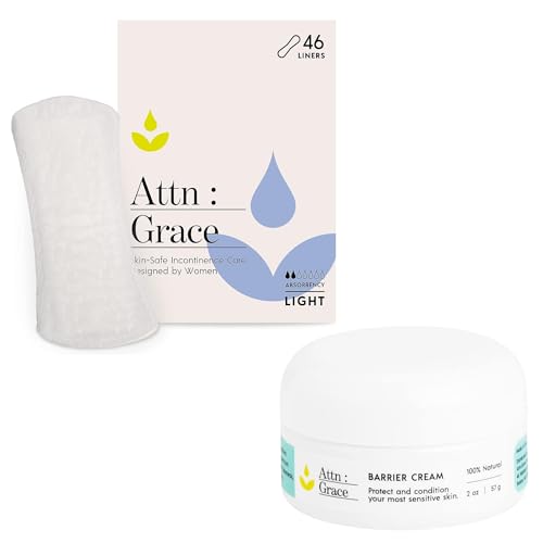 Attn: Grace Adult Hygienic Wipes - Light Leak Protection, Nourishing Barrier Cream - 46 Liners & 2oz