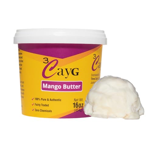 3CayG Mango Body Butter - Naturally Refined Moisturizer for Skin & Hair Care - 1LB