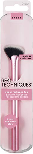 Real Techniques Sheer Radiance Fan Brush - Flawless Glow, Vegan Bristles - Pink, 1 Count