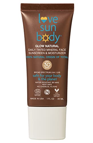 Love Sun Body Daily Tinted Face Sunscreen - SPF 30 Protection, 100% Natural Ingredients - 1oz