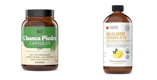 Complete Natural Products Chanca Piedra Capsules & Gallbladder Formula - Organic, 100 Pills & 8oz