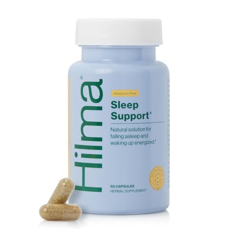 Hilma Sleep Supplement - Natural Sleep Aid with Magnesium & L-Theanine, Vegan - 50 Capsules