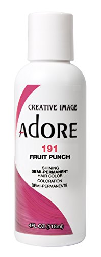 Adore Semi-Permanent Hair Color - Vibrant Pink, Vegan & Cruelty-Free - 4 Fl Oz - 191 Fruit Punch