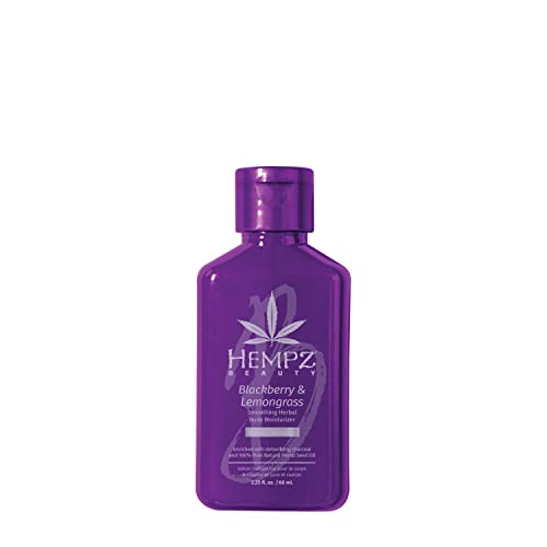 Hempz Body Lotion - Hydrating Cream with Charcoal & Hemp Seed Oil, Blackberry Lemongrass - 2.25oz