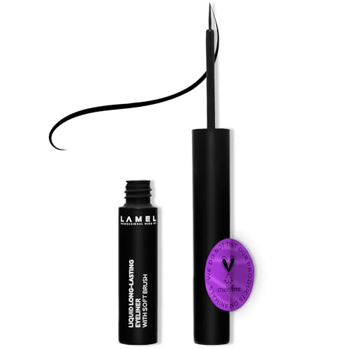 Lamel Liquid Eyeliner №401 - Long-Lasting Carbon Black, Soft Brush for Easy Application - 4ml