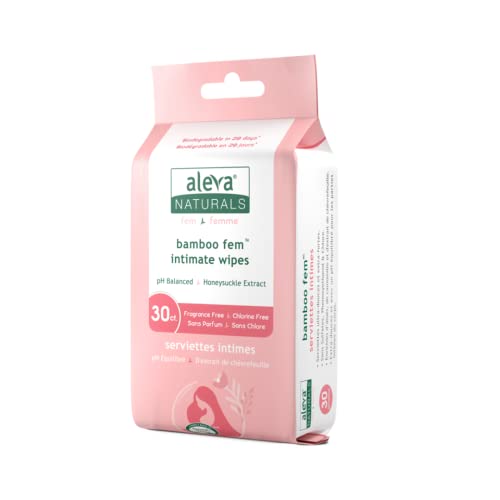 Aleva Naturals Bamboo Fem Wipes - Gentle Cleanse, Hypoallergenic, Biodegradable - 30 Count