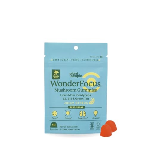 Plant People WonderFocus Mushroom Gummies - Boost Memory, Focus & Energy, Vegan, Citrus - 30g