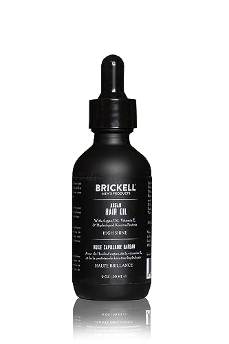 Brickell Men's Hair Oil - Hydrates, Strengthens with Argan Oil & Vitamin E - 2 Ounce