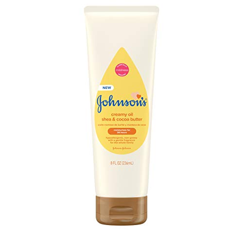 Johnson's Baby Creamy Oil - 24-Hour Moisture, Hypoallergenic, Shea & Cocoa Butter - 8 fl. oz