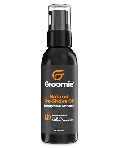 GROOMIE Natural Pre-Shave Oil - Promotes Close Shave, Safe for Sensitive Skin - 1oz