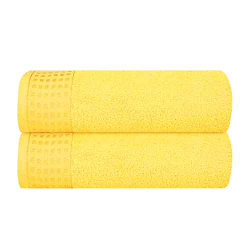 GLAMBURG Cotton Bath Towel Set - Ultra Soft, Highly Absorbent, Quick Dry - 28x55 Inches, Navy Blue