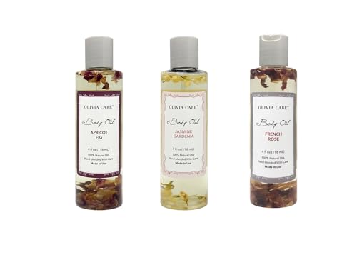 Olivia Care Body Oil Trio - Moisturizing, Rich in Vitamins E & K, Delicate Floral Scents - 3 Pack