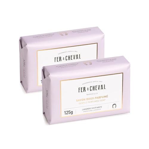 Fer à Cheval Natural Bar Soap - Moisturizing Lavender Cleanser, Naturally Derived - 125g, Pack of 2