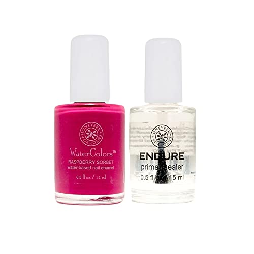 Honeybee Gardens Nail Enamel & Endure Primer/Sealer - Long-lasting, Non-toxic - Raspberry Sorbet