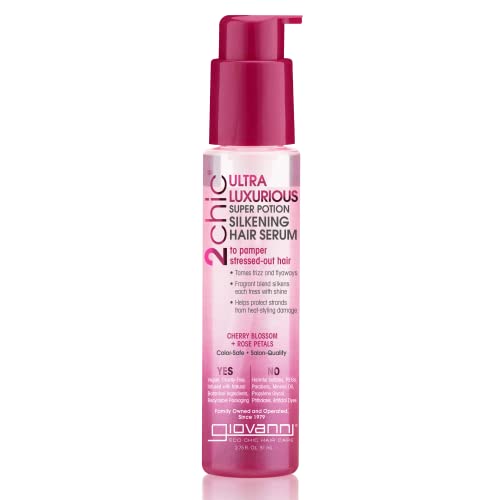 GIOVANNI 2chic Hair Serum - Nourishing Cherry Blossom & Rose, Frizz Control, Vegan - 2.75 oz