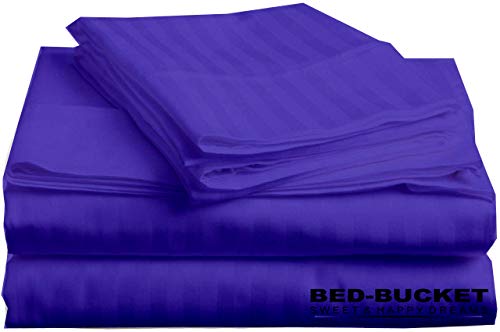 Bed-Bucket Natural Cotton Bed Sheet Set - Soft, Hypoallergenic, Fade Resistant - 4pc Queen 60"x84"