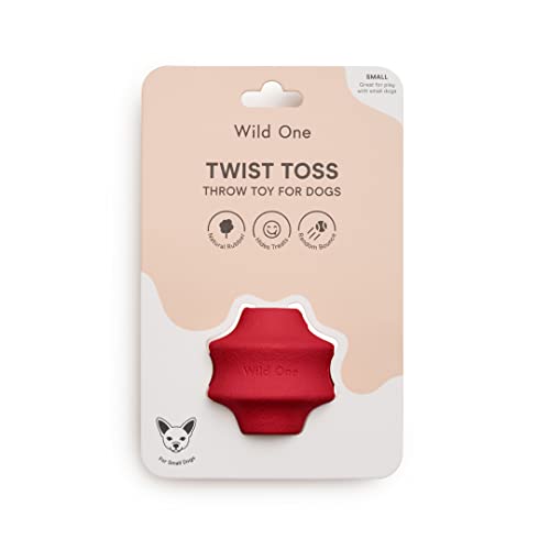 Wild One Dog Toy - Ultimate Fetch & Treat Holder, Natural Rubber, Dishwasher Safe - Strawberry