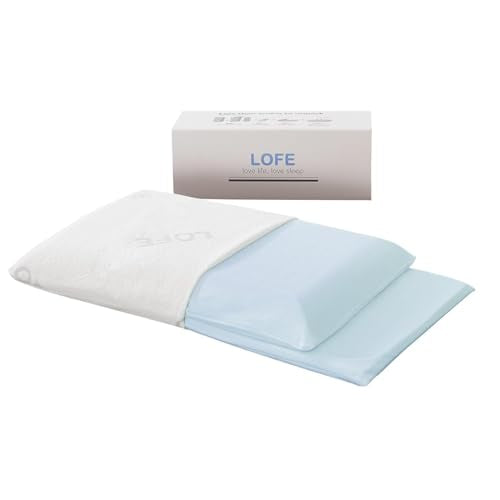 LOFE Adjustable Flat Pillow - Neck Pain Relief, CertiPUR-US Foam, Organic Cotton - 20x26