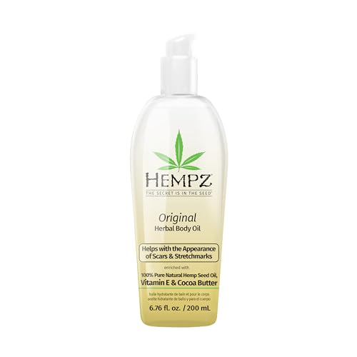 HEMPZ Body Oil - Hydrating for Scars & Stretchmarks, Nourishing Hempseed Formula - 6.76 Oz