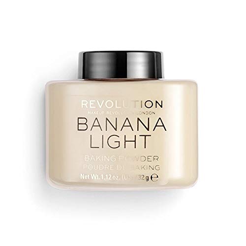 Makeup Revolution Loose Baking Powder - Balances Shine, Brightens, Vegan - Banana Light, 0.15 Oz