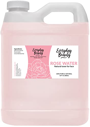 Rose Water Facial Toner - Hydrating, Soothing for All Skin Types, Alcohol-Free, 32oz Bulk