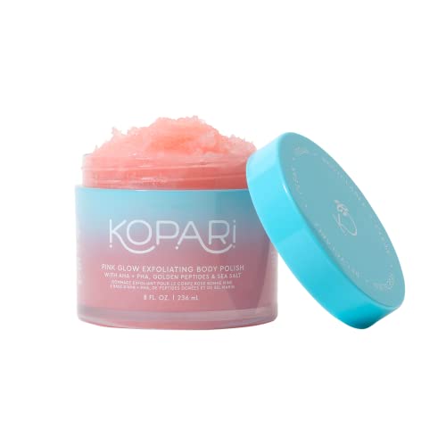 Kopari Body Scrub - AHA Exfoliant for Radiant Skin, Collagen-Boosting Peptides, Pink Haze - 8oz