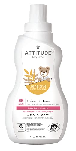 ATTITUDE Baby Fabric Softener - Hypoallergenic, Plant-Based, Unscented - 33.8 Fl Oz, 35 Loads