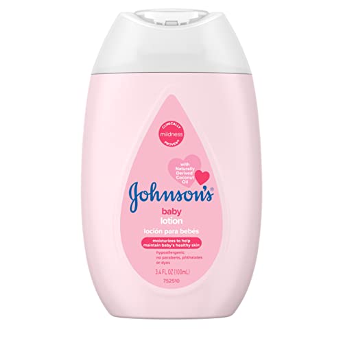 Johnson's Baby Lotion - Nourishing Coconut Oil, Hypoallergenic & Dermatologist-Tested - 3.4 Fl Oz