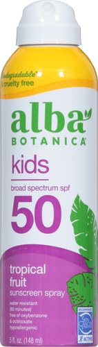 Alba Botanica Kids Sunscreen Spray - SPF 50 Protection, Water Resistant, Tropical Fruit - 5 fl. oz.