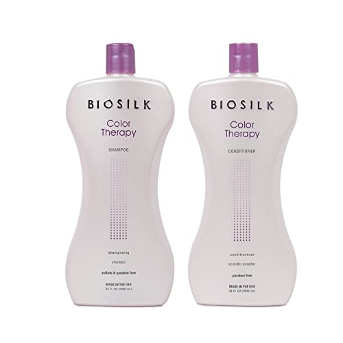 BioSilk Color Therapy Shampoo & Conditioner Set - Hair Color Protection, UV Filters - 34oz Each