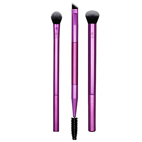 Real Techniques Eye Makeup Brush Set - Flawless Shadow & Liner, Vegan Bristles - 3 Count