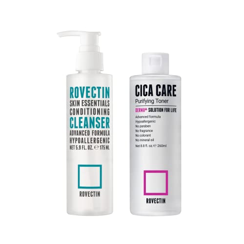 Rovectin Skin Care Set - Soothing Hydration, Dermatologist Tested, 175ml Cleanser & 260ml Toner