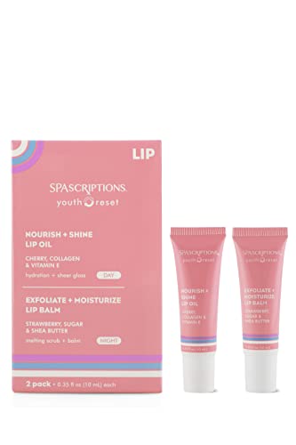 Nourish + Shine Lip Oil & Exfoliate + Moisturize Lip Balm Set - Hydration & Youthful Glow - 0.35oz