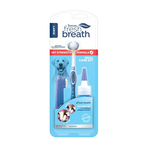 TropiClean Vet Strength Oral Care Set - Removes Plaque, Freshens Breath, 3X Faster Cleaning