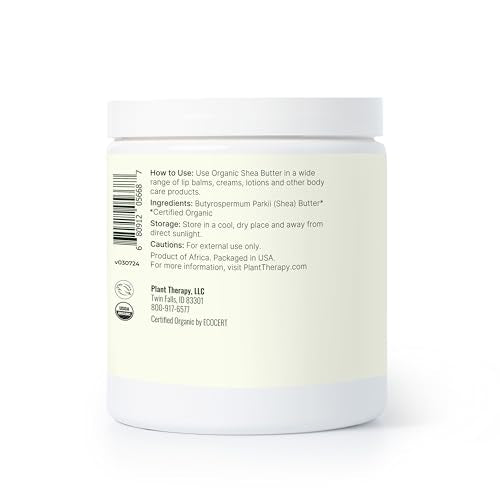 Plant Therapy Organic African Shea Butter - Deeply Moisturizing, Raw & Unrefined - 16 oz Jar