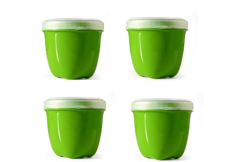 Preserve Food Storage Container Set - 100% Recycled Plastic, BPA-Free, 8oz, Apple Green - 4 Pack