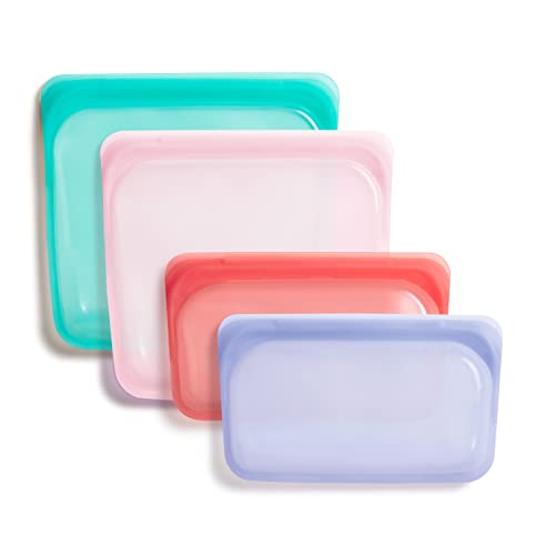 Stasher Reusable Silicone Storage Bags - Leakproof, Microwave & Dishwasher Safe, 4-Pack