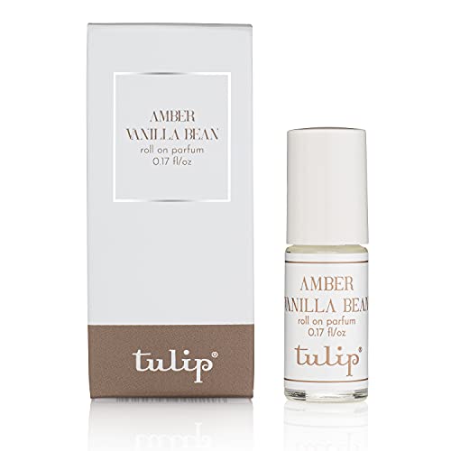 Tulip Perfume Roll On - Amber Vanilla Bean Scent, No Dyes or Parabens - 0.6 oz