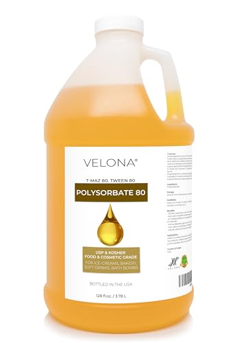 Velona Polysorbate 80 Emulsifier - Food & Cosmetic Grade, Natural Solubilizer - 1 Gallon