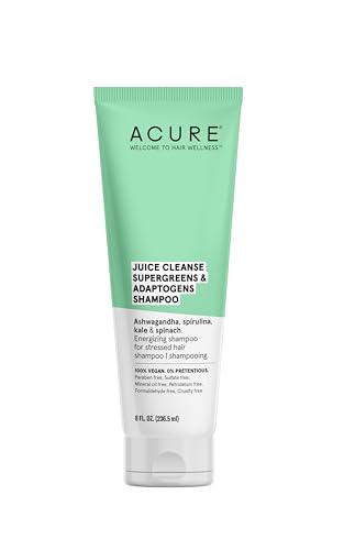 Acure Shampoo - Antioxidant Boost for Stressed Hair, Vegan with Ashwagandha & Supergreens - 8 Fl Oz