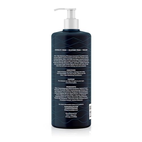 Oars + Alps Men's Shampoo - Hydrating Kelp & Algae Infusion, Alcohol-Free - 32 Fl Oz