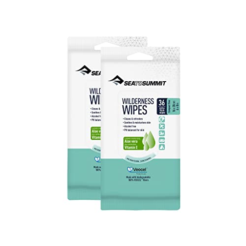 Sea to Summit Wilderness Wipes - Moisturizing, pH Balanced, Biodegradable - 72 Total Wipes