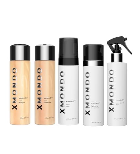 XMONDO Hair Care Set - Enhances Natural Waves, Vegan & Cruelty-Free - 5pc with Shampoo, Cream